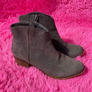BCBGeneration gray suede Barda western style weathered zipper booties 7.5